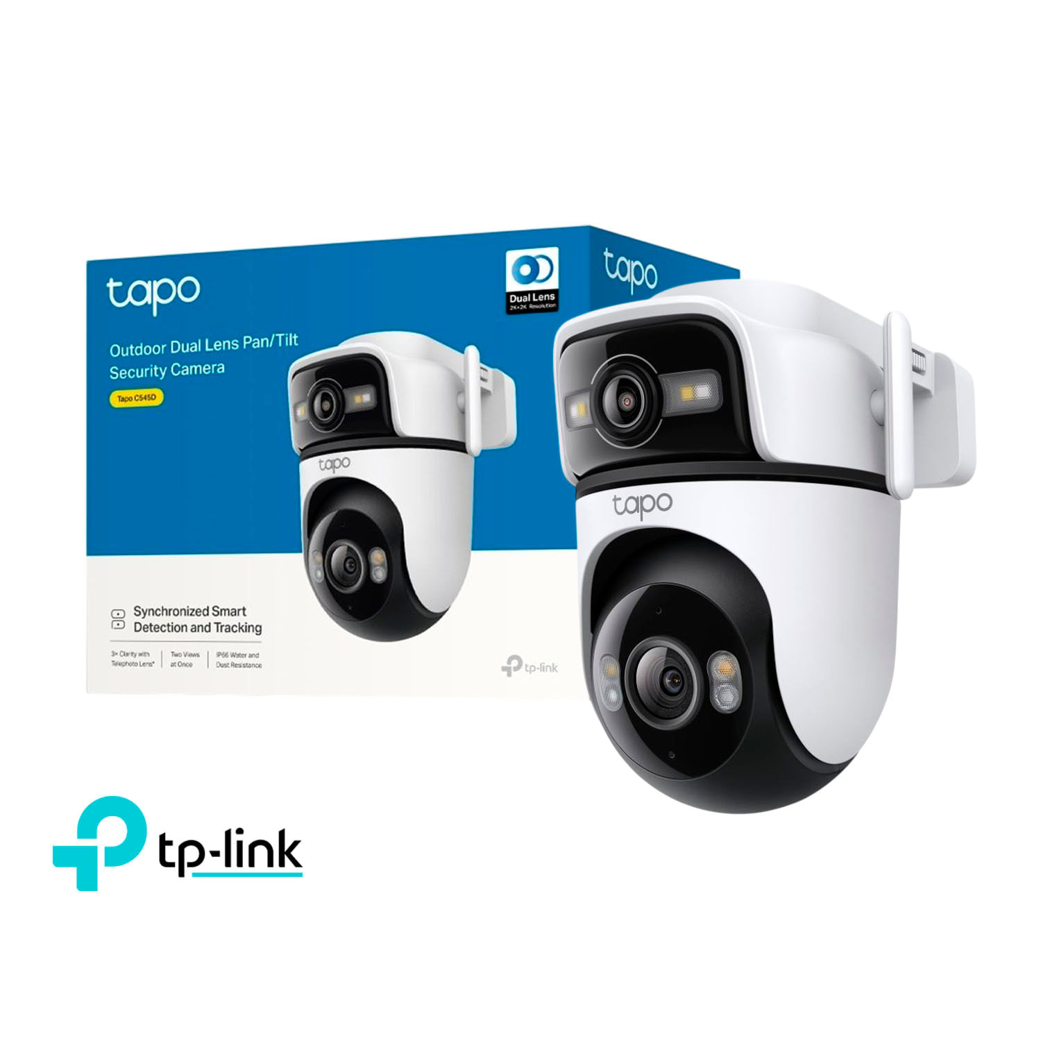 Cámara Seguridad Tapo C545D 2K 3MP Doble lente Detección IA Vehículos Audio Bidireccional