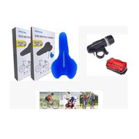 Pack 2 cojin Gel bici + Pack luces Trasera y Delantera