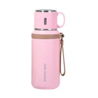 Termo de Acero Inoxidable con asa y cinta Rosado 600 ml - OFERTA