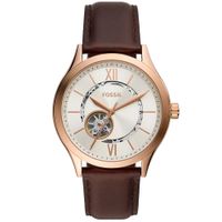 Reloj Fossil Fenmore BQ2650 Automático Acero Oro Rosado Correa de Cuero Marrón