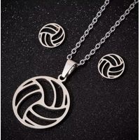 Set collar y aretes pelota voley plateado