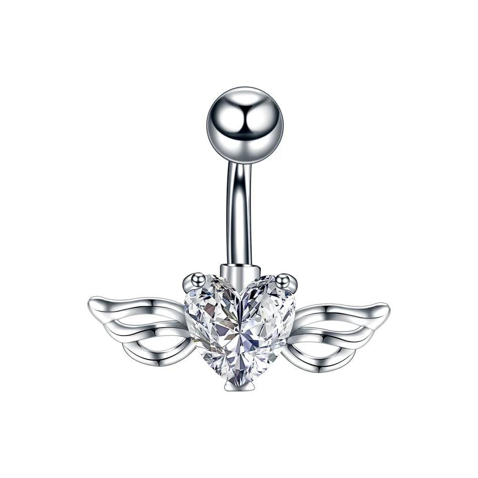 Piercing para ombligo corazón alas de ángel