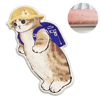 Alfombra Kawai Modelo Gato Con Mochila Azul