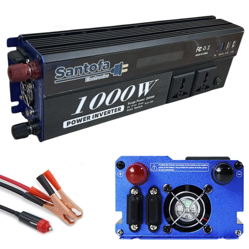 Inversor de corriente 12V/24V a 220V 1000W Para auto casa y camping