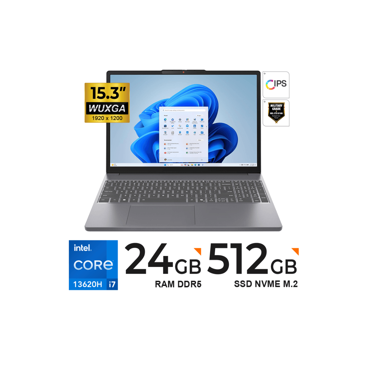 Laptop Lenovo IdeaPad Slim 3 15.3"" WUXGA Core i7-13620H 24GB DDR5 SSD 512GB FreeDOS