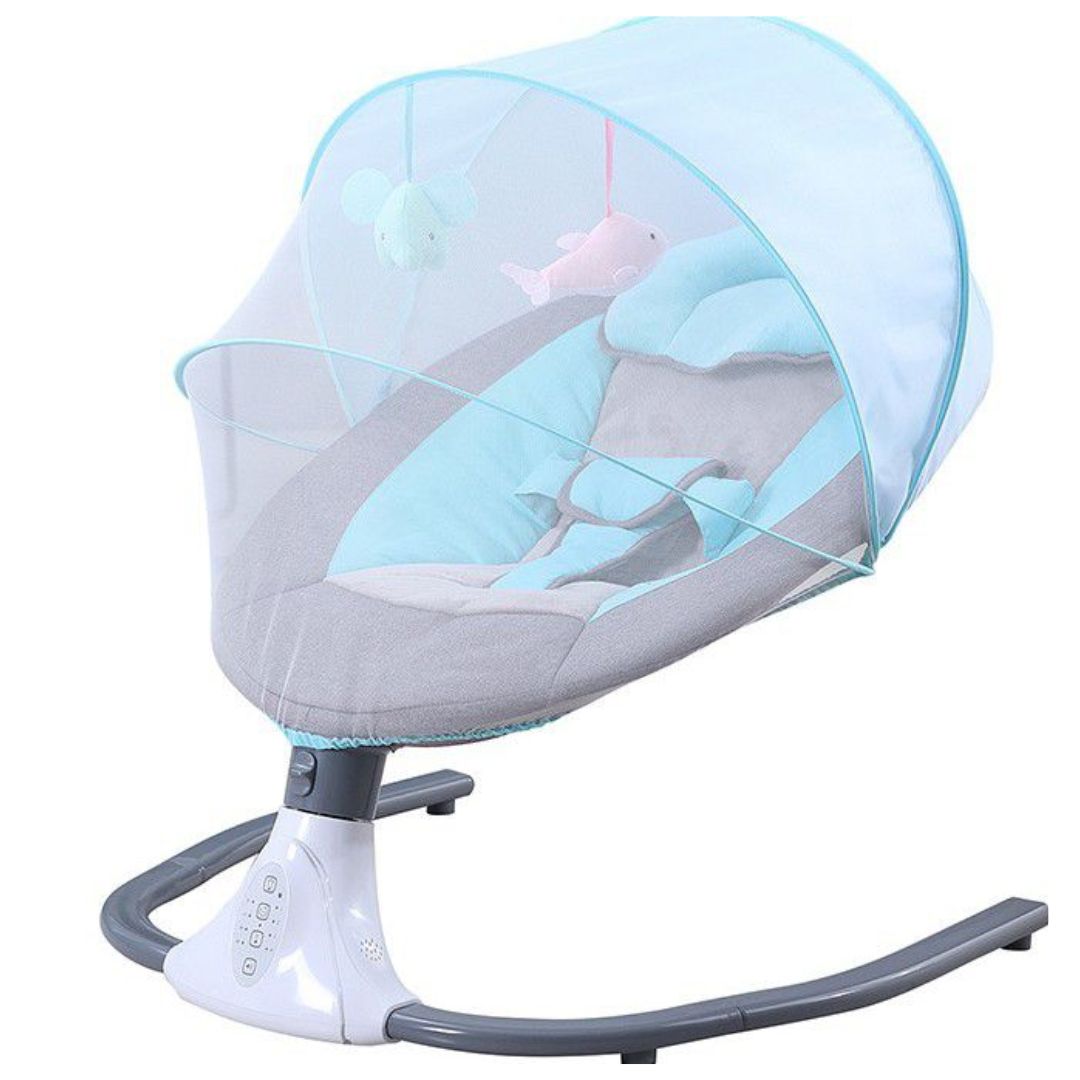 MECEDORA ELECTRICA PARA BEBES A CONTROL REMOTO CELESTE