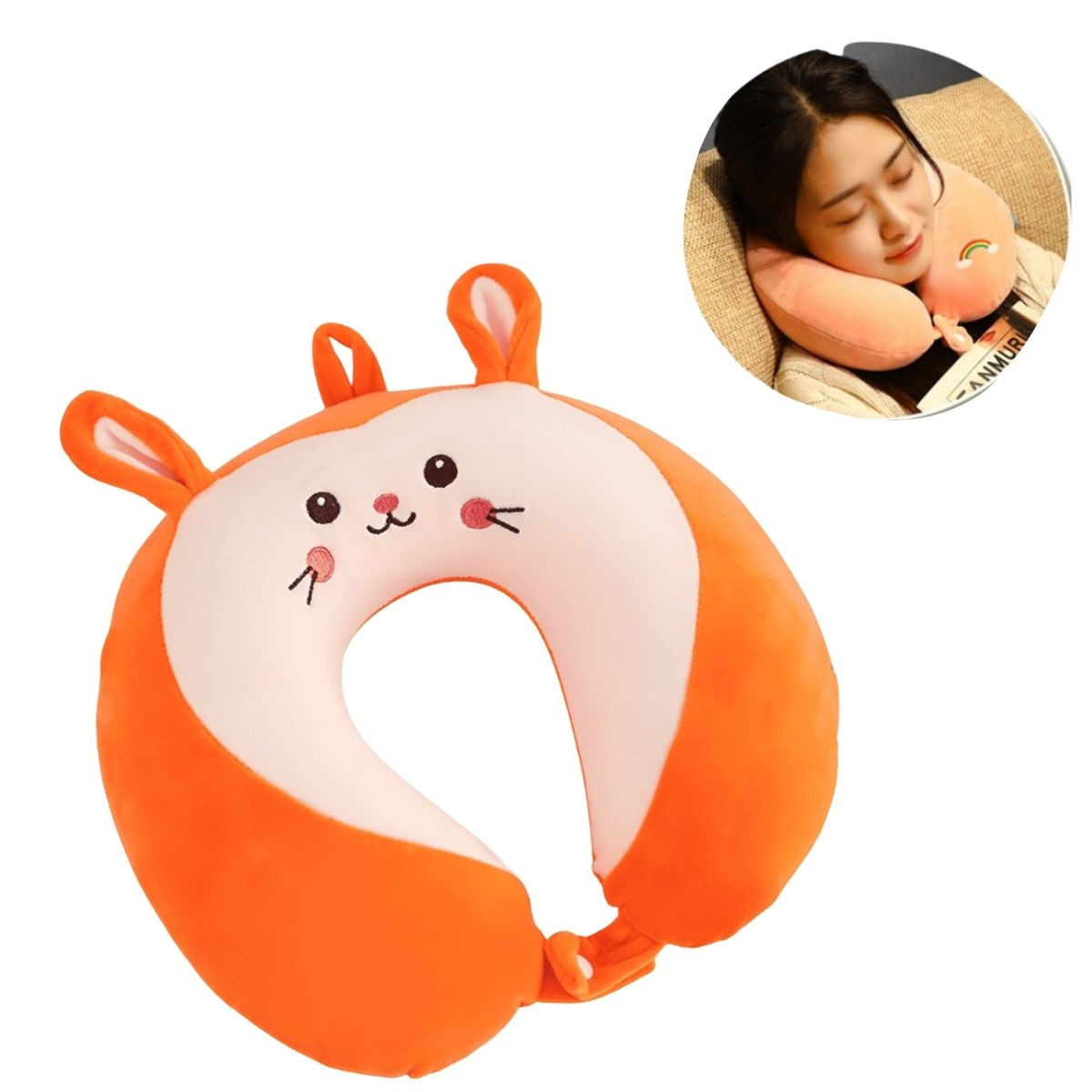 Cojín Cervical para Viaje Modelo Kawaii Anaranjada