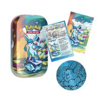 Evoluciones Prismaticas Lata Decorativa Con Moneda Glaceon