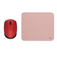 COMBO LOGITECH MOUSE M170 ROJO PAD MOUSE ROSADO