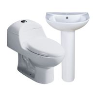 COMBO Orange: Inodoro One Piece Cerámico Ártico Blanco con Descarga Dual + Lavatorio Standard Cerámica Blanco + Pedestal Standard Blanco