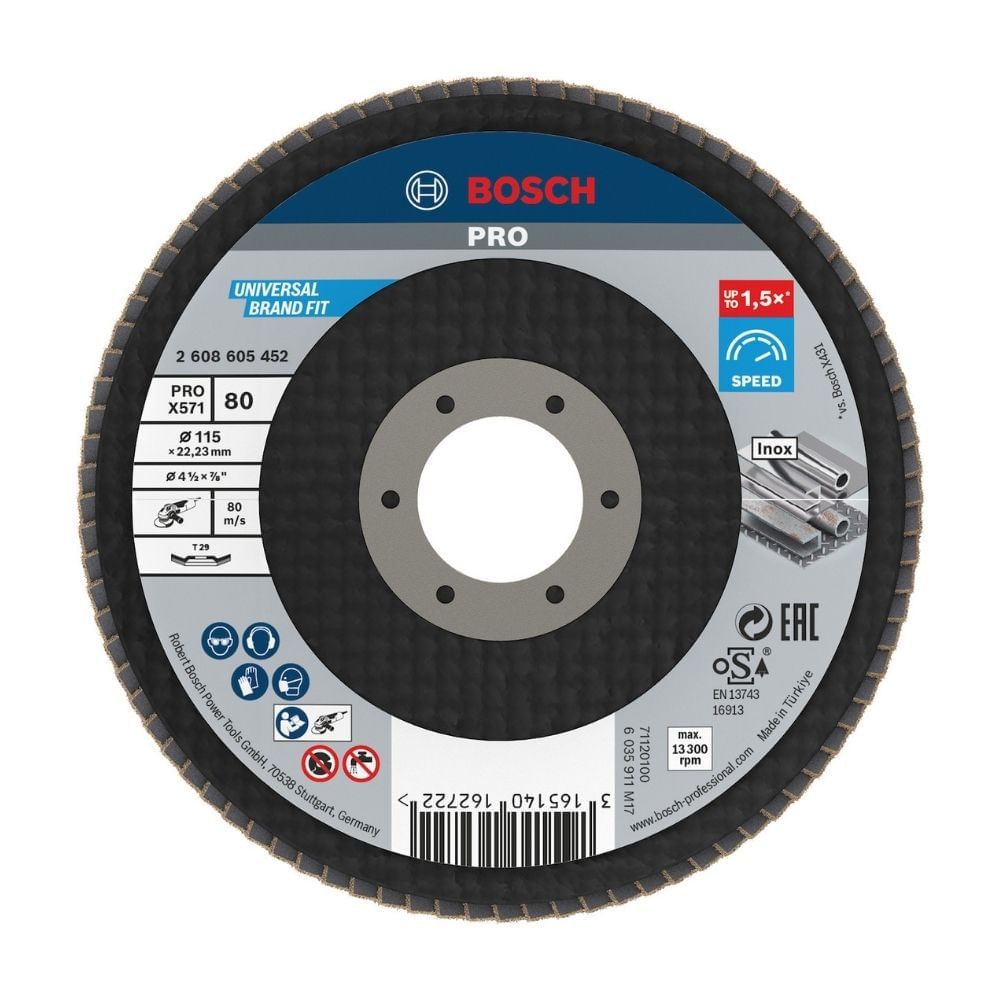 Disco Flap Curvo 4.5"" Gr.80 Acero Inoxidable Bosch