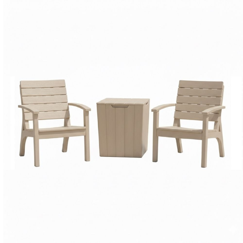 Juego de Sala de Terraza Marrón: 2 Sillones + Mesa Auxiliar