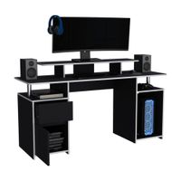 Escritorio Gamer Keria 1 Cajón Wengue/Canto Blanco Tuhome