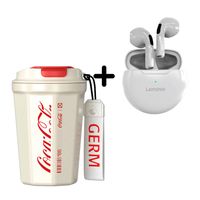Combo Vaso Coca-Cola Beige 390 ml + Audífono Lenovo HT38 Blanco