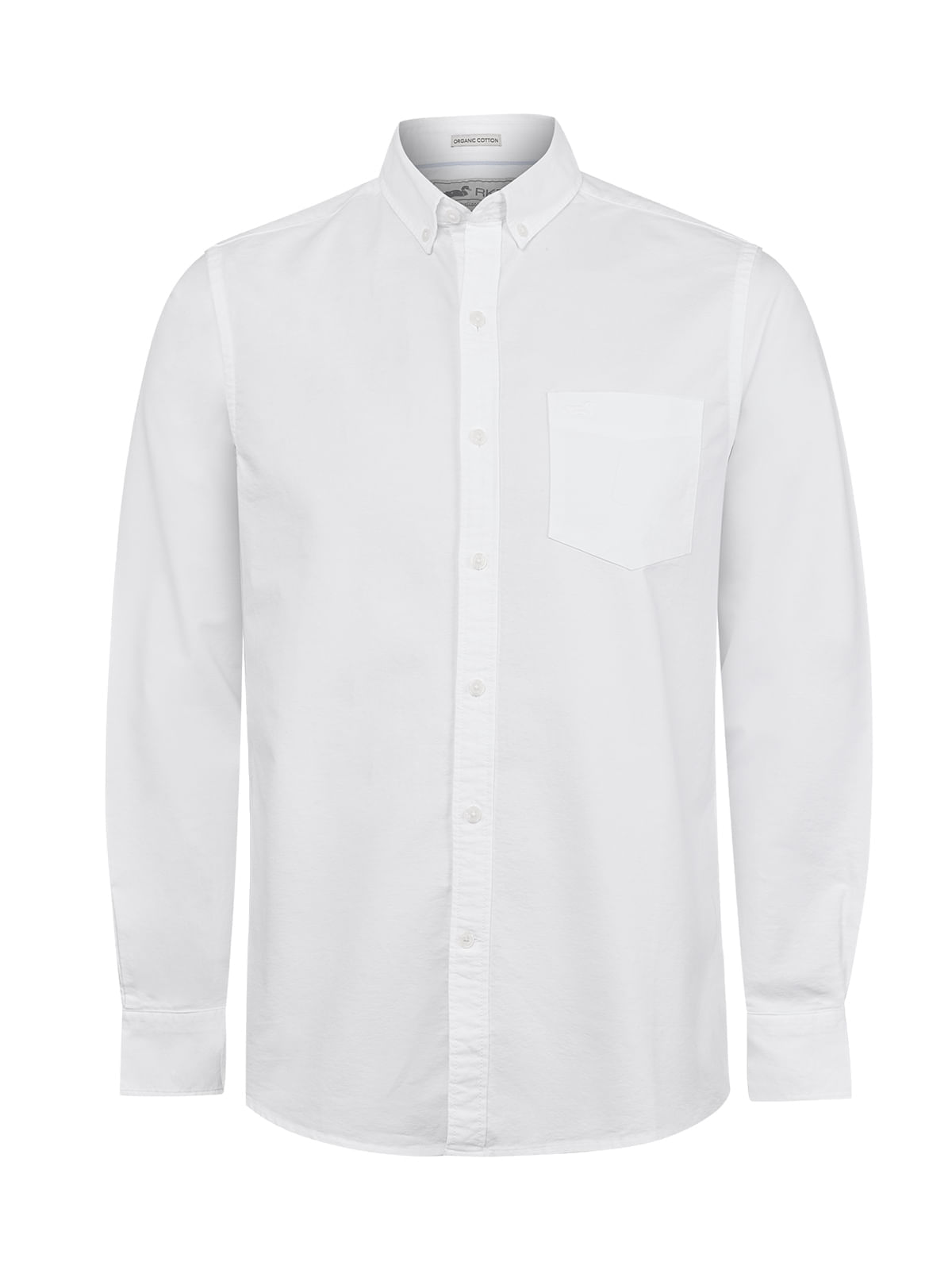Camisa M/L Algodón Orgánico Para Hombre Oxford Blanco Rockford