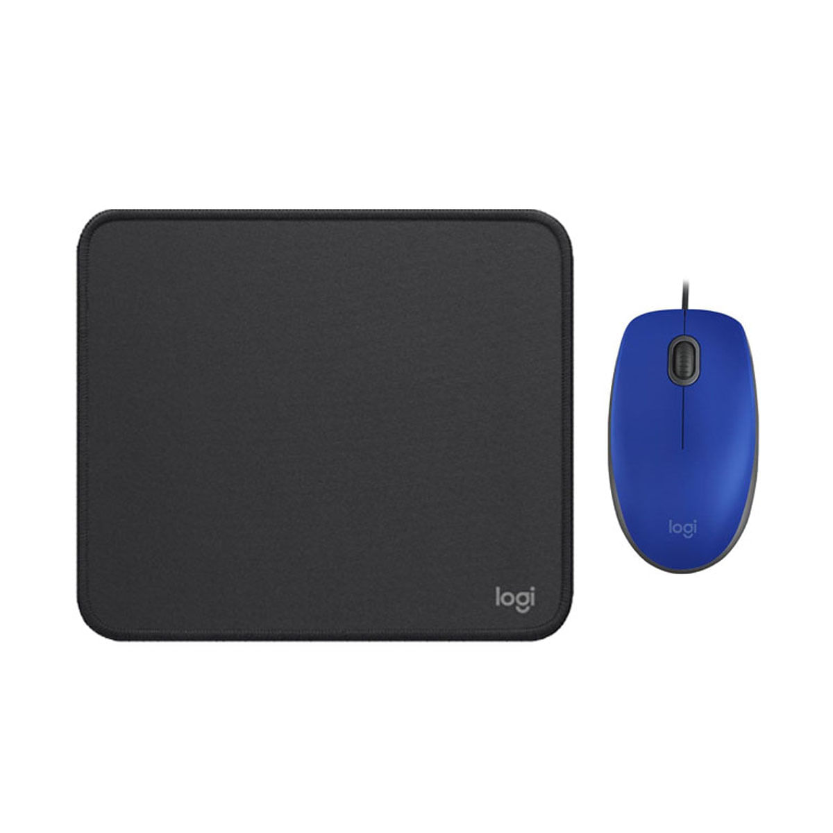 COMBO LOGITECH MOUSE M110 AZUL Y PAD MOUSE NEGRO