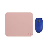 COMBO LOGITECH MOUSE M110 AZUL Y PAD MOUSE ROSADO