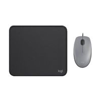 COMBO LOGITECH MOUSE M110 GRIS Y PAD MOUSE NEGRO
