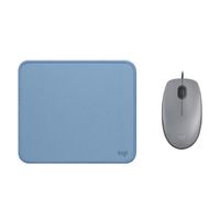COMBO LOGITECH MOUSE M110 GRIS Y PAD MOUSE AZUL