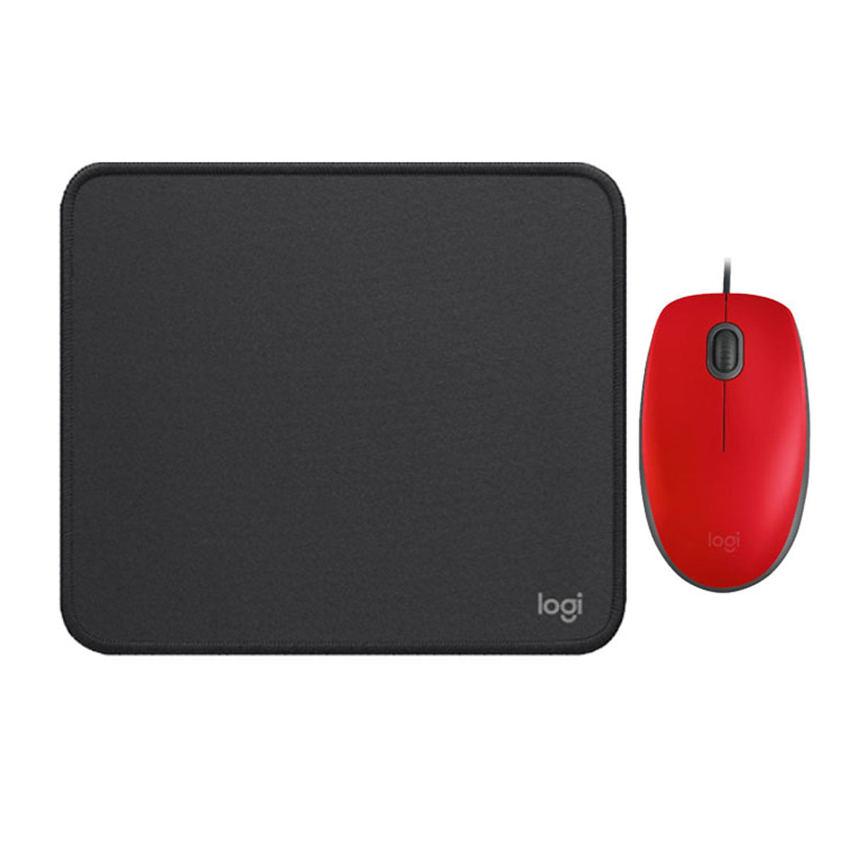 COMBO LOGITECH MOUSE M110 ROJO Y PAD MOUSE NEGRO