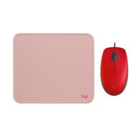 COMBO LOGITECH MOUSE M110 ROJO Y PAD MOUSE ROSADO
