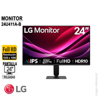 Monitor Plano LG 24U411A-B, 23.8"" FHD IPS, 120HZ ,5MS,HDMI, VGA,Headphone Out