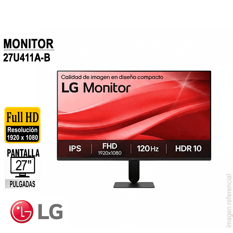 Monitor LG 27"" FHD/IPS/120Hz/HDMI/VGA/Headphone-out