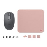 COMBO LOGITECH MOUSE M196 NEGRO Y PAD MOUSE ROSADO