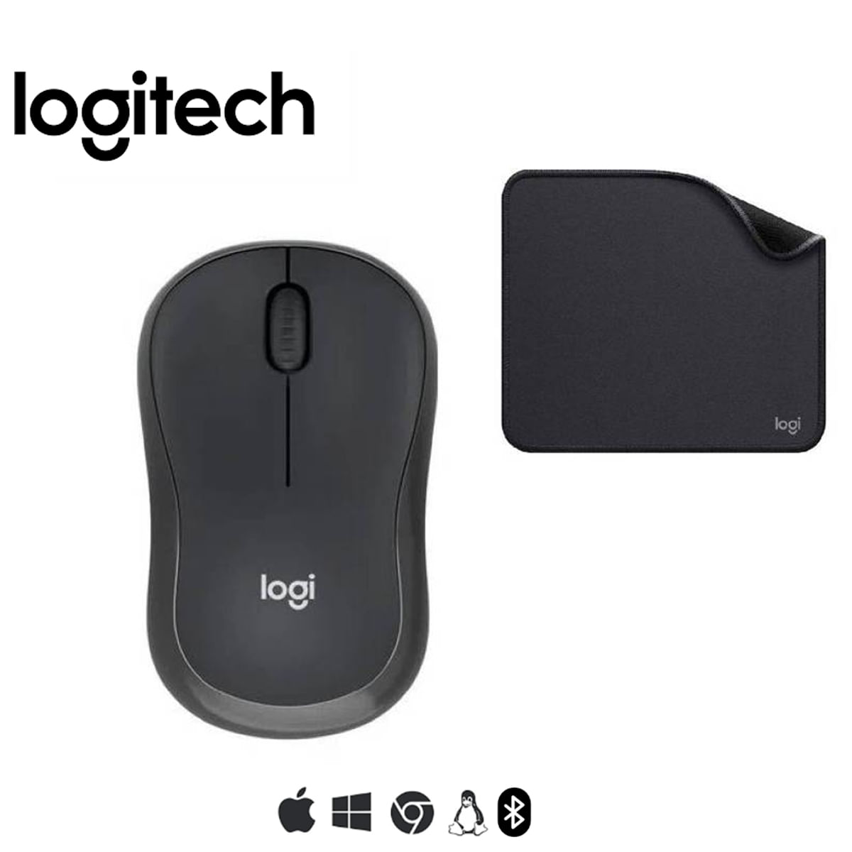 COMBO LOGITECH MOUSE M240 NEGRO Y PAD MOUSE NEGRO