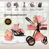 Coche Moisés de Lujo «GOLD LABELL» Con Portabebé Rosa