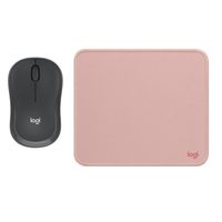 COMBO LOGITECH MOUSE M240 NEGRO Y PAD MOUSE ROSADO