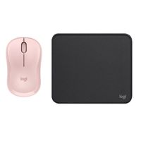 COMBO LOGITECH MOUSE M240 ROSADO Y PAD MOUSE NEGRO