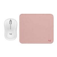 COMBO LOGITECH MOUSE M240 BLANCO Y PAD MOUSE ROSADO