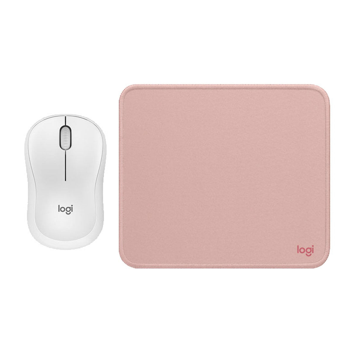 COMBO LOGITECH MOUSE M240 BLANCO Y PAD MOUSE ROSADO