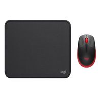 COMBO LOGITECH MOUSE M190 ROJO Y PAD MOUSE NEGRO