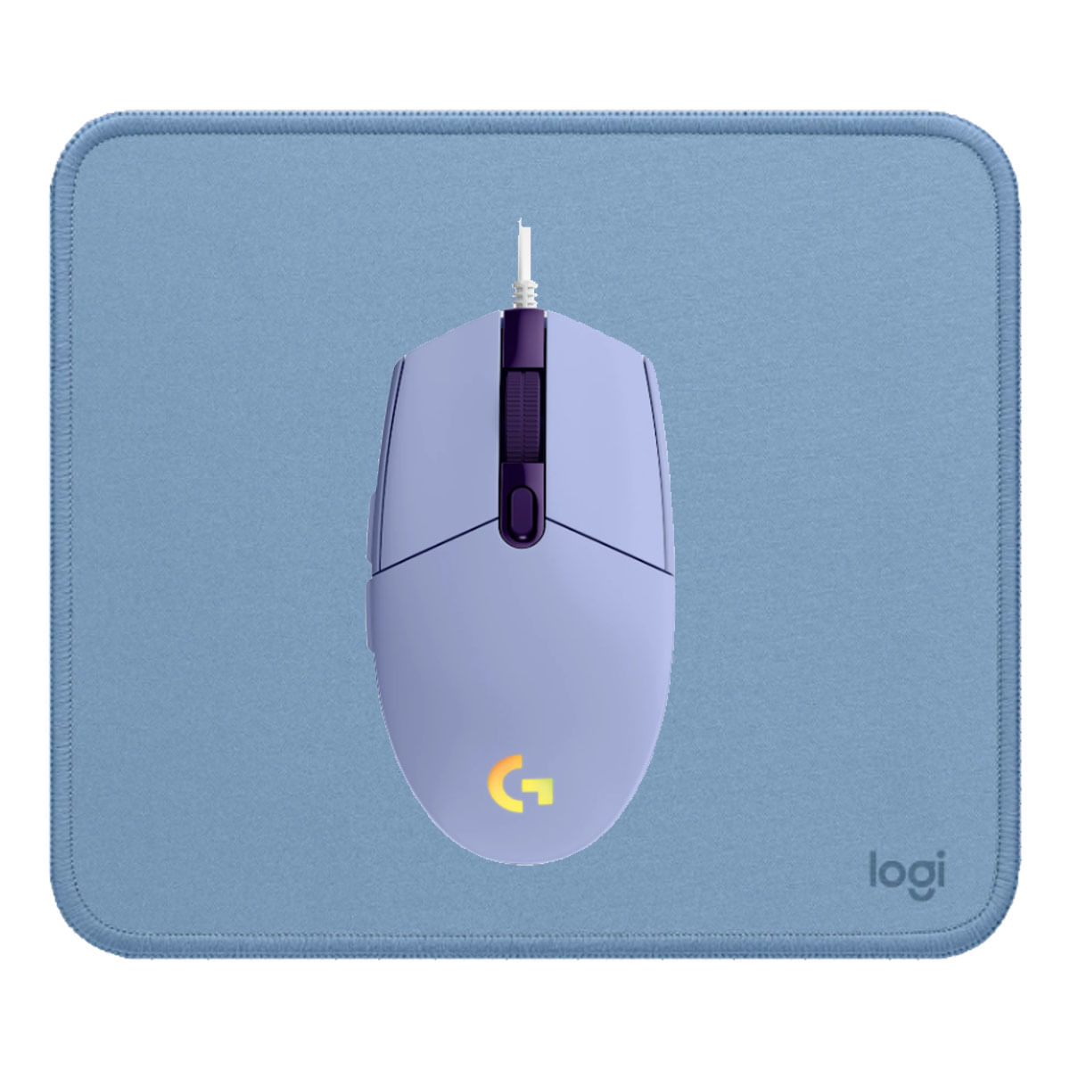 COMBO LOGITECH MOUSE G203 LILA Y PAD MOUSE AZUL