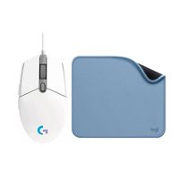 COMBO LOGITECH MOUSE G203 BLANCO Y PAD MOUSE AZUL