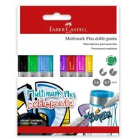 PLUMON INDELEBLE DELGADO FABER CASTELL MULTIMARK PLUS DOBLE PUNTA X 8 UND