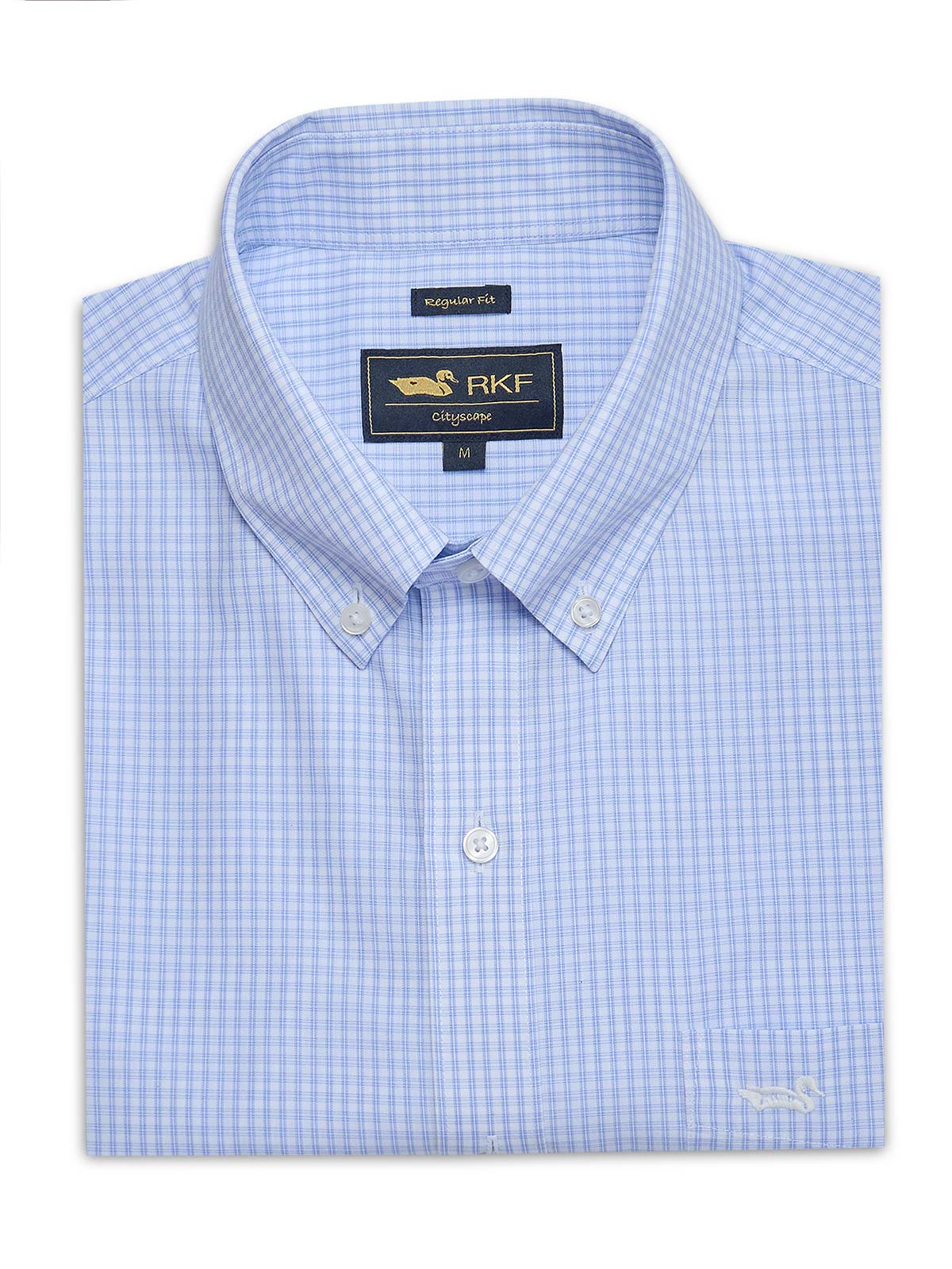 Camisa M/L Algodón Para Hombre Wf Pb Celeste Rockford