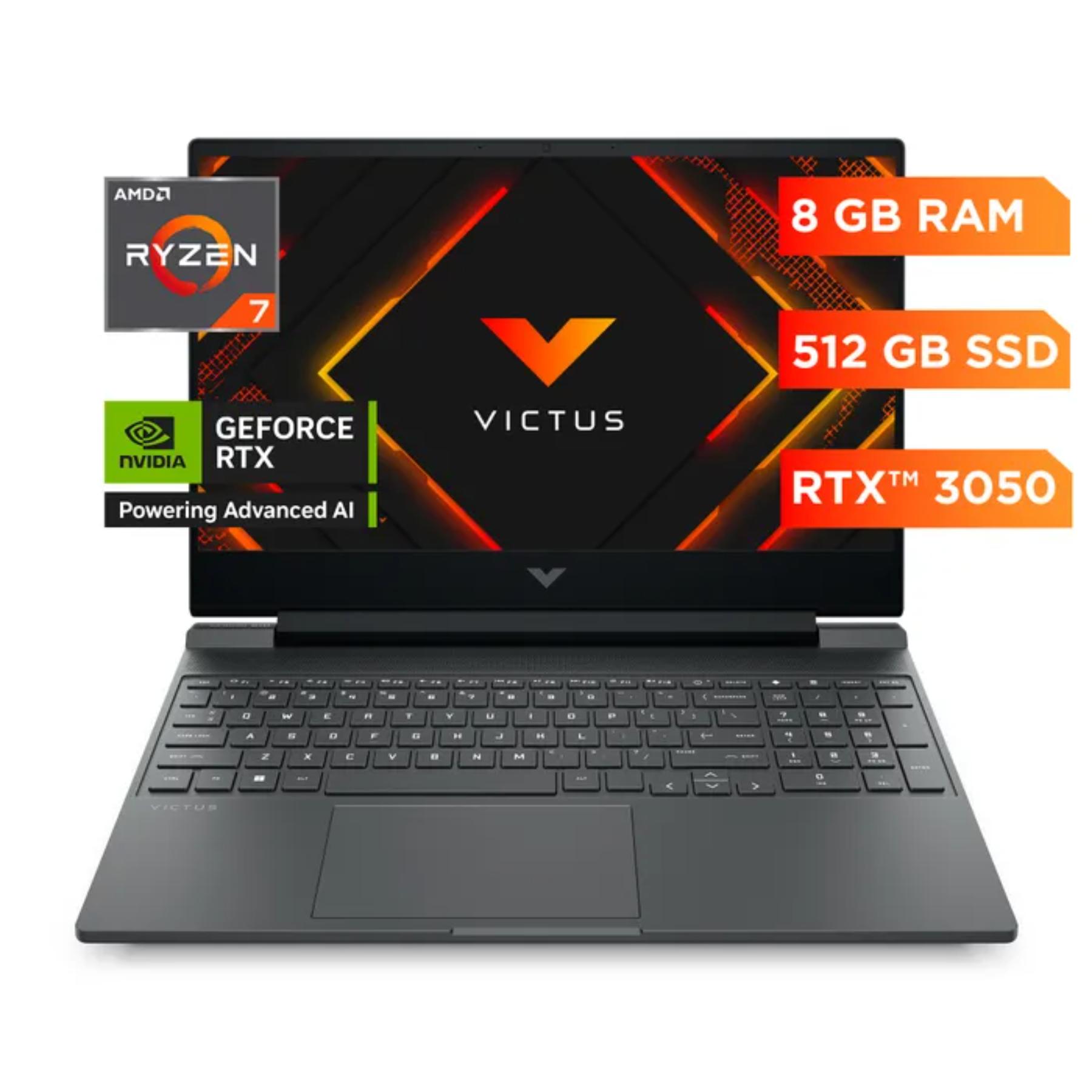Laptop Gamer Victus 15.6" AMD Ryzen 7 8GB 512GB NVIDIA GeForce RTX 3050 Plata 15-FB3018LA Win 11