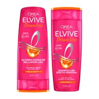 Pack Shampoo ELVIVE Dream Liso Frasco 370ml +  Acondicionador ELVIVE Dream Cabello Liso Botella 370ml