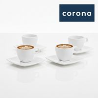 Set x8 Piezas Taza y Plato Corona d Porcelana Premium 101ml