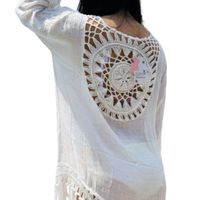 Salida de playa  con tejido y tela con acabado elegante blanco m/l