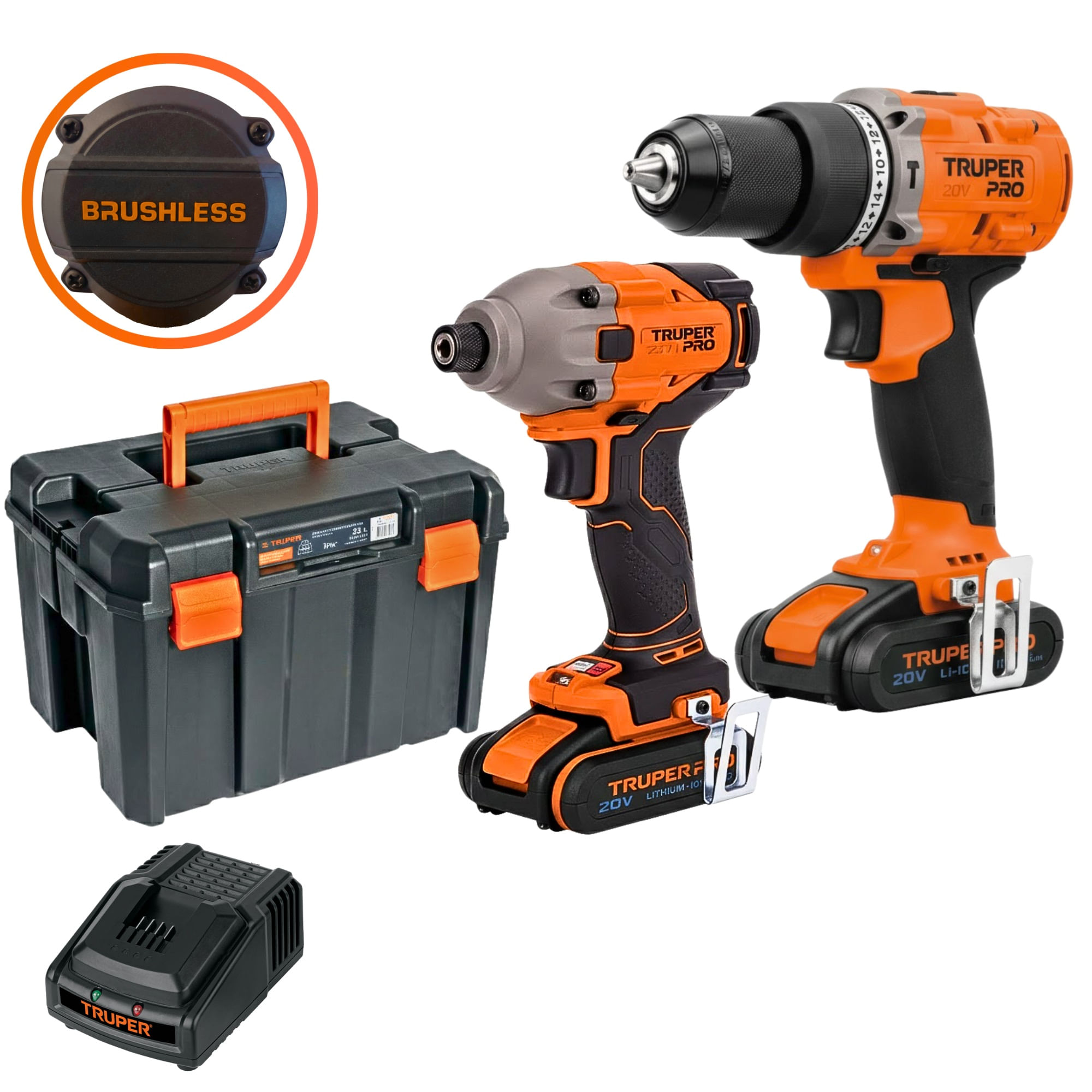 COMBO TALADRO PERCUTOR ATORNILLADOR DE IMPACTO 220Nm BRUSHLES 20V Truper