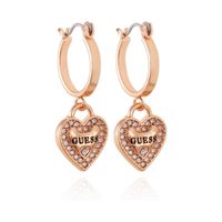GUESS Pendientes de Aro con Dije de Corazon Dorado