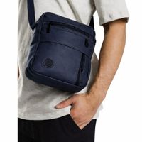 Morral Bandolera De Hombre Spake De Cuero Pu Impermeable Mate Con Correa Ajustable color azul