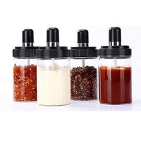 Set de 2 Condimenteros Especieros Frasco de Vidrio con Cuchara