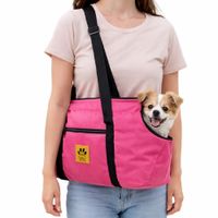 Cartera transportadora de mascotas perros talla M color rosado