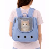 Mochila transportadora para mascotas gatos color celeste talla única