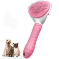 Peine Cepillo Expulsador De Pelusa para Perros  y Gatos - Rosa